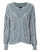 Lucie Pointelle Knit Sweater, BLUE, hi-res