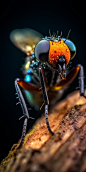 award winning photo for National Geographic macro close profile of orange blue exotic fly insect in the forest by Rundstedt Rovillos photografer sharp focus vivid colors