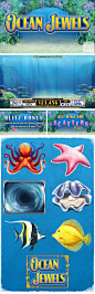 Ocean Jewels - Early 2012 : Art for Ocean Jewels, an underwater themed slot machine game