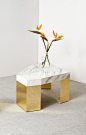 GEM Coffee Table with Brass legs and Calacatta Gold Marble Top