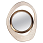 Medium "peacock" Mirror In Cream Shagreen & Bronze-patina Brass By R&y Augousti