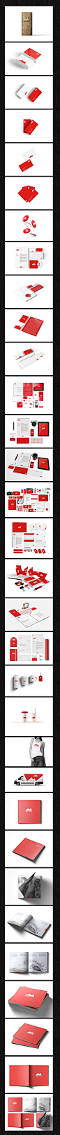 国外红色山峰企业VI智能图层PSD模板贴图素材mockups源文件包装简