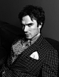  Ian Somerhalder Sports Dark Styles for Harper’s Bazaar China