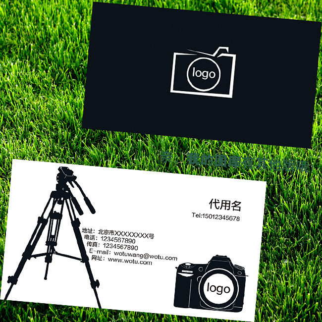 黑白色简洁文印摄影名片设计模板PSD