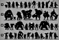 Silhouettes, Scott Flanders : Silhouettes are an important part of my character development process.  They are a very useful tool for evaluating and unifying the visual relationships amongst a broad character roster.  I am primarily concerned with shape, 