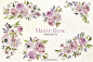 手绘水彩淡紫色花卉植物设计素材 Mauve-Rose-Watercolor-Floral-Clipart #2997079-设计元素-@美工云(meigongyun.com)