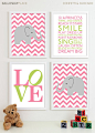 Baby Girl Nursery Art Chevron Elephant Nursery Quotes Playroom Rules