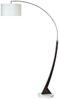 Arc Brushed Steel and Wood Floor Lamp for reading/accent chair