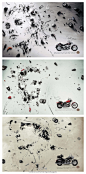 云广告：虽然这种创意手段见了很多，但还是觉得好厉害！哈雷摩托车的广告，零件拼成的人像。