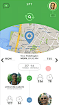 Green Spy Concept : Hi everyone. I've recently done a small concept of an app called Green Spy. The app consists of just a couple of screens and simply allows to track the current location of your followers on the map. Take a look at the home screen GIF a