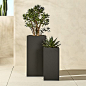 24" h and 32" high - great floor pieces for $55 or $80 blox tall galvanized charcoal planters | CB2