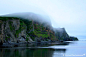 Alaska Landscape Photography Nature by BLintonPhotography on Etsy：A cliff shrouded in an early morning fog