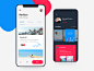 Traveler app concept social switcher button flat statistic iphone x black dark white contrast graph blue top ios travel mobile design ux ui