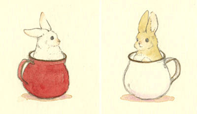 {头像} 呀，你也在杯子里啊。两只萌兔。
