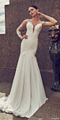 nurit hen 2016 bridal illusion long sleeves split sweetheart neckline mermaid embellished bodice sexy glam wedding dress (05) mv