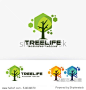 Tree Life. Vector logo template. studio, herbal, natural, nature, environment, health, technology, hexagon