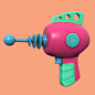 Bubble Gun , Victoria Goldsmith : My idea behind this was inspired by the 1950's ray guns like in 'Mars Attack' or the 90's 'Supersoaker' water guns. I wanted them to be bright and colourful like a toy, but definitely a lethal weapon that could zap someon