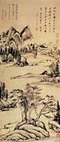 【 明 董其昌 《林和靖诗意图》 】立轴，绢本设色，154.4×64.2cm，北京故宫博物院藏。 