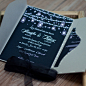 dark blue stright lights masonjar pocket wedding invitations EWPI189