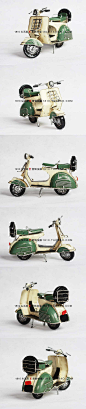 铁皮踏板摩托车模型 白绿色 咖啡馆家居装饰 生日 情人节礼物壬-淘宝网