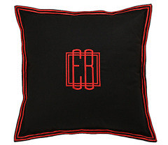 高档奢华黑色面料绣红色图案复古抱枕 样板...