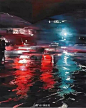 台湾青年画家林经哲的水彩夜景作品 ​​​​