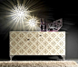 F850 SIDEBOARD OR CREDENZA WITH SOLID BACK FRETWORK and silver leaf