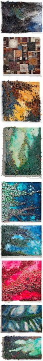 Nice colors & texture [心]
◆◆
@新视线 
Amy Eisenfeld Genser利用衍纸卷，制作出了十分神奇的海底礁石画卷，仿佛是从高空中俯瞰浅海一样。