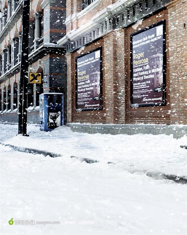 欧式街道雪景摄影背景图片