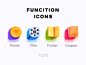 4 Function Icons jackpot casino lottery coupon point book fiction film colorful vector ui business automate icon flat app