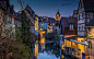 General 1400x875 landscape nature France canal city house shrubs lights sunset boat architecture