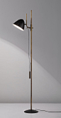 Gino Sarfatti; #1054 Enameled Metal and Brass Floor Lamp for Arteluce, c1950.