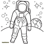 10张有趣的太空主题涂色图片！外星人地球火星怪兽宇航员涂色图片-红豆饭小学生简笔画大全