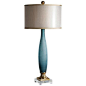 Uttermost Alaeia Etched Cobalt Glass Table Lamp