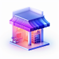 A shop icon, transparent technology sense, high-tech modern colors, white background, studio lighting, used for web landing page, Blender render, 3D, high detail, 8k, featured on dribbble