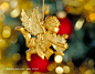 圣诞节耶诞节元素高清设计背景图片素材，圣诞树装饰金色丘比特