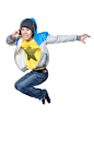 Royalty-free Image: Man jumping up with his phone