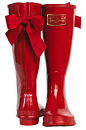 Red Rain Boots with Red Bow. These remind me of that cute Pixar story with the red and blue umbrellas!!!! I want these!!!!!