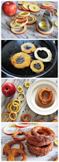 Cinnamon apple rings ( Sliced apple dipped in a yogurt butter fried and topped with cinnamon-Sugar