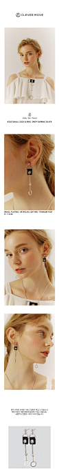 [W CONCEPT] : [CLEVER MOVE 클레버무브] #326 SMALL LOGO & RING  DROP EARRING [SILVER]