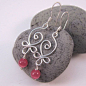 Celtic Swirls Earrings - Choice of Fiber Optic Cats Eye Bead and Wire Wrapped Silver