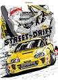 «Street drift» illustration, Alex RSR : Print design for apparel