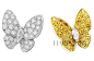 梵克雅宝VCA (Van Cleef & Arpels) 2014年Butterflies蝴蝶系列珠宝
Two Butterfly耳环 (黄K金镶嵌黄色蓝宝石，白K金镶嵌钻石)