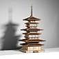 日本东塔古建筑文化遗产微缩手工木制拼装软装饰模型雕塑台摆件