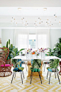 bright colourful dining room