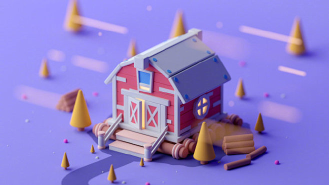 #灵感的诞生# 一组梦幻可爱的3d小房子...