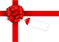 红色十字丝带花矢量素材，素材格式：EPS，素材关键词：礼盒,吊牌,丝带花