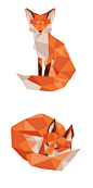 Low Poly Fox  狐狸LowPoly低面低多边形素材抽象平面设计艺术元素背景图片模板 low poly triangles