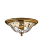 Elstead Lighting Hinkley Cambridge 2 Light Solid Brass Flush Mounted Ceiling Light In Burnished Brass Finish With Clear Optic Glass: 