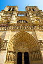 Paris - France - Notre Dame - Front with Sataues and Towers